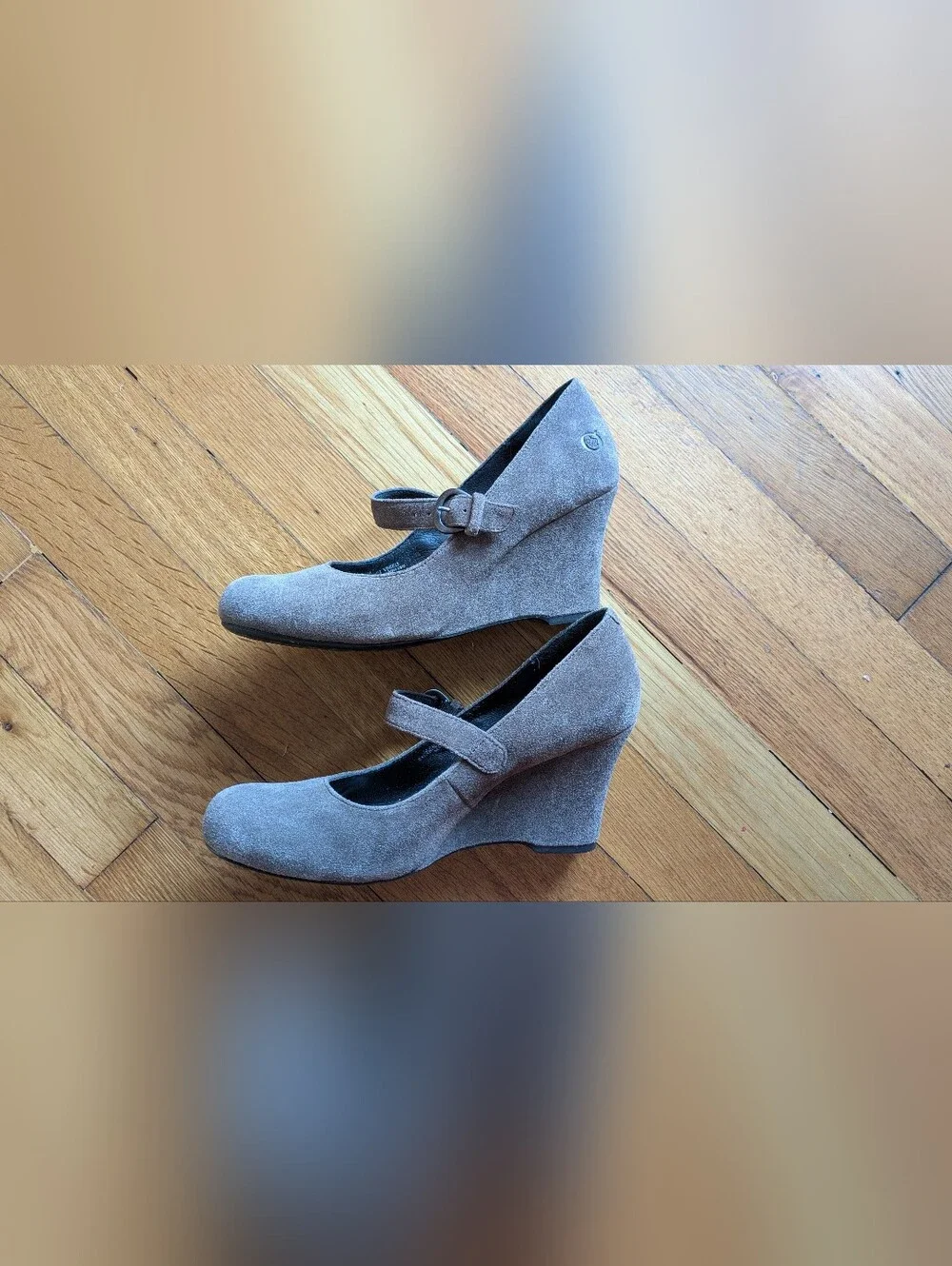Børn Suede Strap Wedges in Gray Size 7